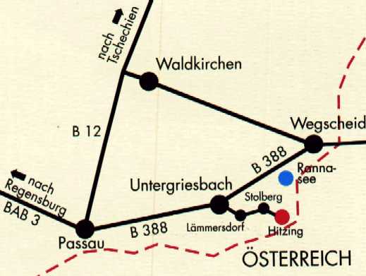 Anreiseskizze zum Ferienhof Wagner, in Form einer Karte